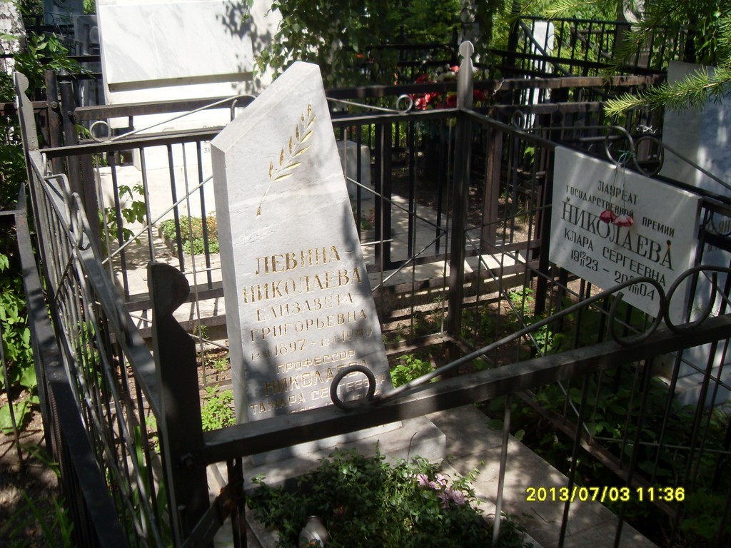 Левина-Николаева Елизавета Григорьевна, Саратов, Еврейское кладбище