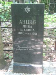 Анцис Либа Шаевна, Москва, Малаховское кладбище