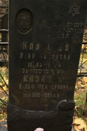 Казаков Вольф Шендерович, Москва, Малаховское кладбище