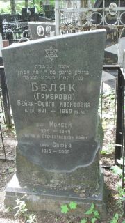 Беляк-Гамерова Бейля-Фейга Иосифовна, Москва, Малаховское кладбище