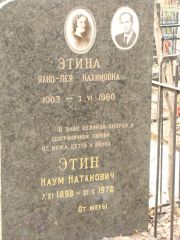Этина Яхно-Лея Нахимовна, Москва, Востряковское кладбище