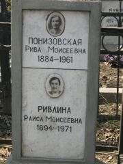 Понизовская Рива Моисеевна, Москва, Востряковское кладбище