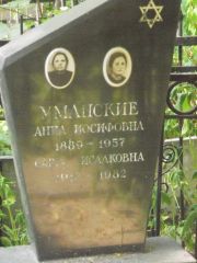 Уманская Анна Иосифовна, Москва, Востряковское кладбище