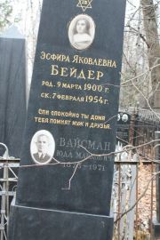Бейдер Эсфирь Яковлевна, Москва, Востряковское кладбище