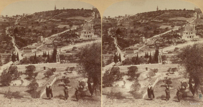   Неизвестный автор  — Иерусалим. Гефсиманский сад и Масляничная гора